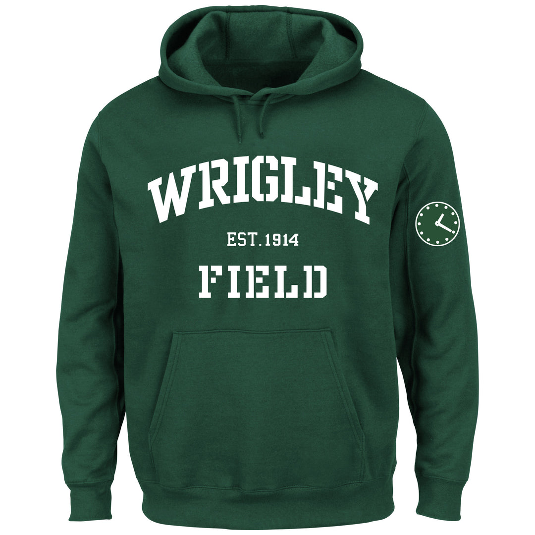 WRIGLEY FIELD BIG & TALL BLEACHER CLOCK LOGO GREEN HOODIE