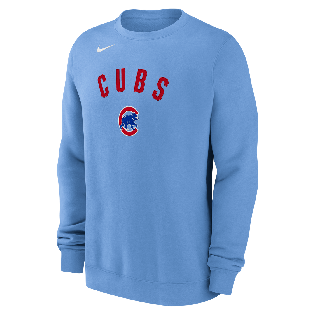 Chicago Cubs Nike Twill Crewneck Sweatshirt in Light Blue Sweatshirts & Hoodies NIKE USA