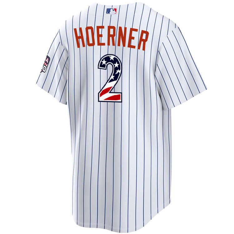 Chicago Cubs Nico Hoerner Home USA 250 Jersey by Nike50 NIKE USA