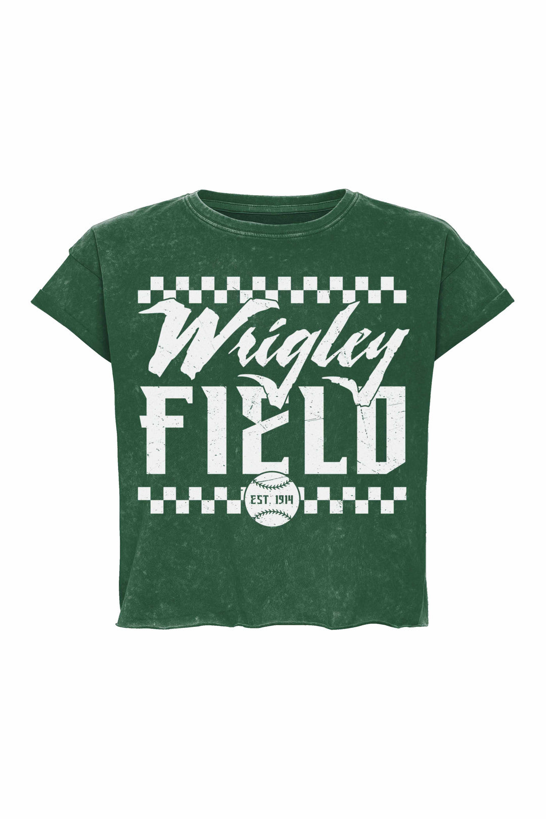 Wrigley Field Check Gwen Women's Crop Tee Green by Sportiqe Short Sleeve Tees SPORTIQE APPAREL CO