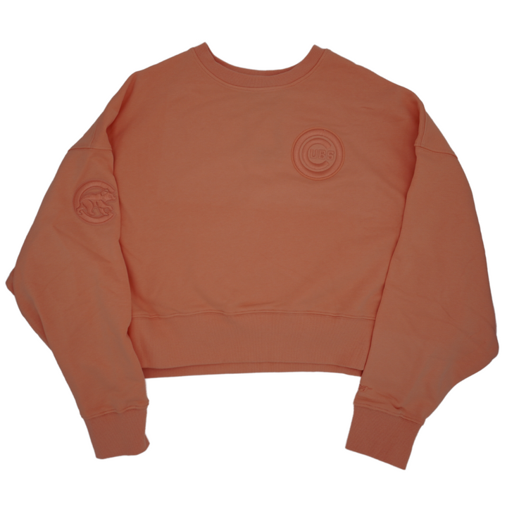 CHICAGO CUBS PRO STANDARD WOMEN'S CORAL CROP CREWNECK SWEATSHIRT