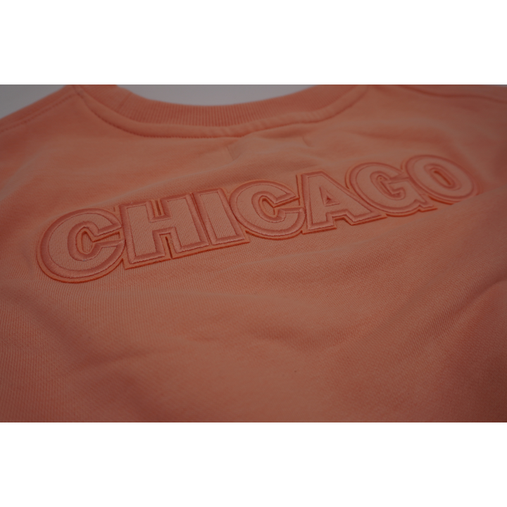 CHICAGO CUBS PRO STANDARD WOMEN'S CORAL CROP CREWNECK SWEATSHIRT