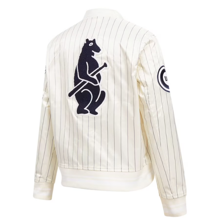 CHICAGO CUBS PRO STANDARD WOMEN'S 1914 BEAR CREAM PINSTRIPE CLUB JACKET