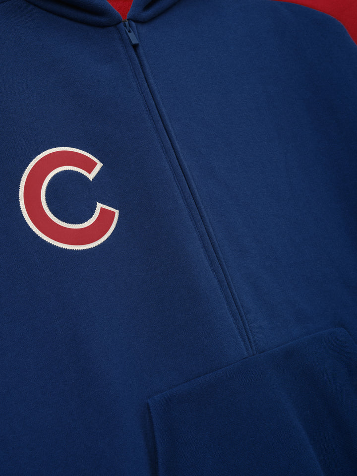 Chicago Cubs x Fear of God Raglan Half-Zip Hoodie in Royal/Red Caps FEAR OF GOD