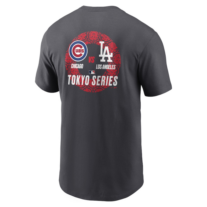 Chicago Cubs vs. LA Dodgers Tokyo Series 2025 MLB World Tour Matchup Grey Tee by Nike Short Sleeve Tees Nike