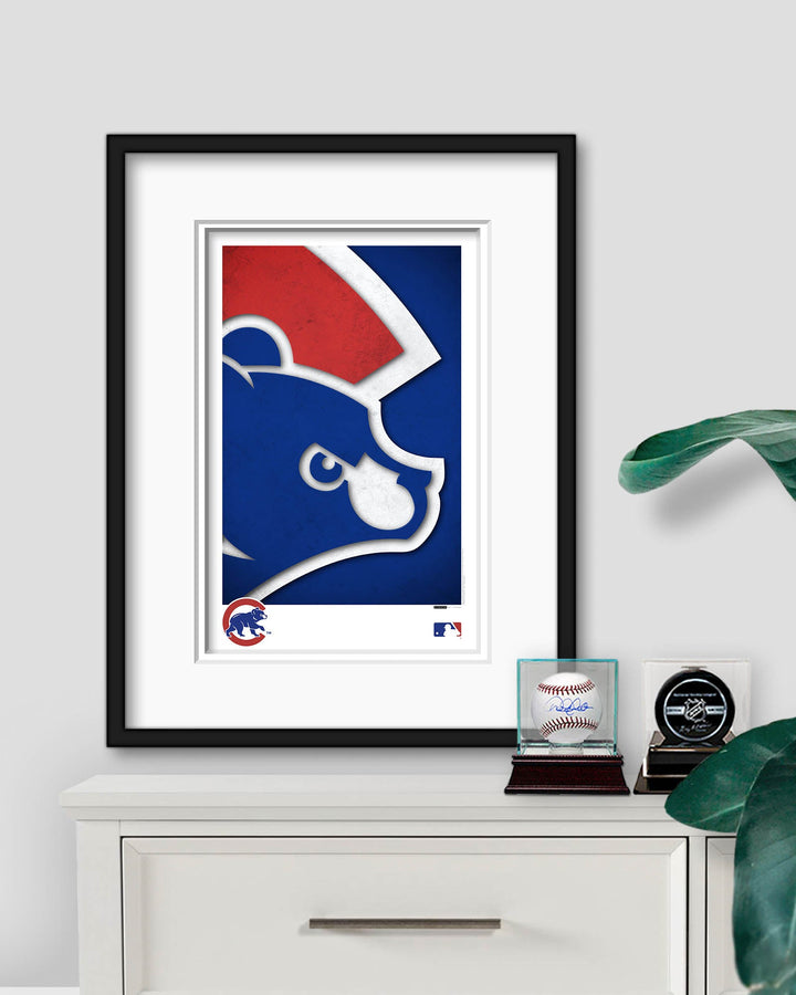 CHICAGO CUBS S. PRESTON WALKING BEAR MINIMALIST LOGO ART PRINT