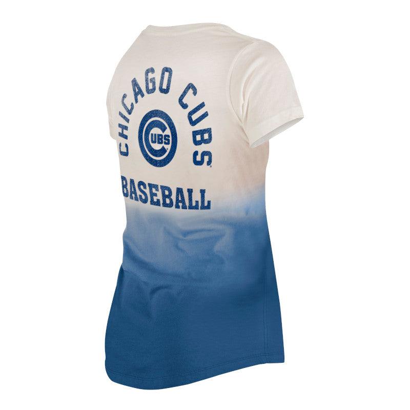 New Era Women's Chicago Cubs Blue Dipdye Scoop V-Neck