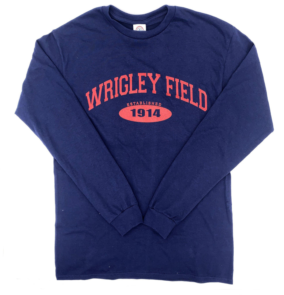 Wrigley Field Men's Navy Stripe Long Sleeve Tee - Clark Street Sports